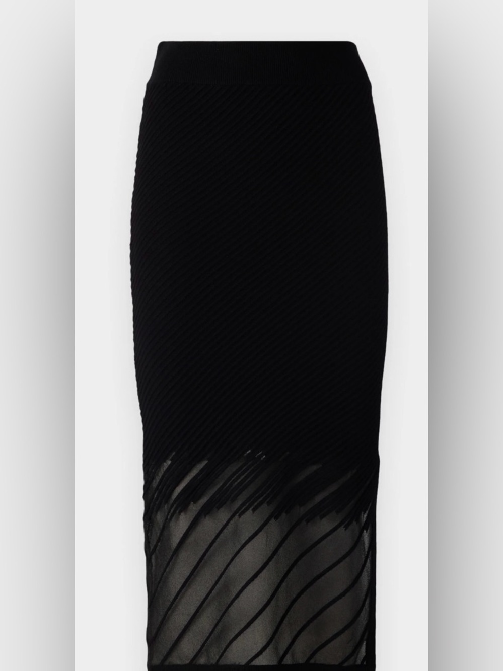 DKNY Black Textured Midi Skirt